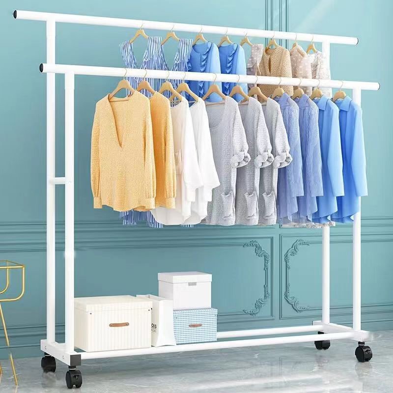 Simplistic Style Clothing Storage Rack Household Bedroom Freestanding Garment Rack Multifunctional Metal Clothing Rack.