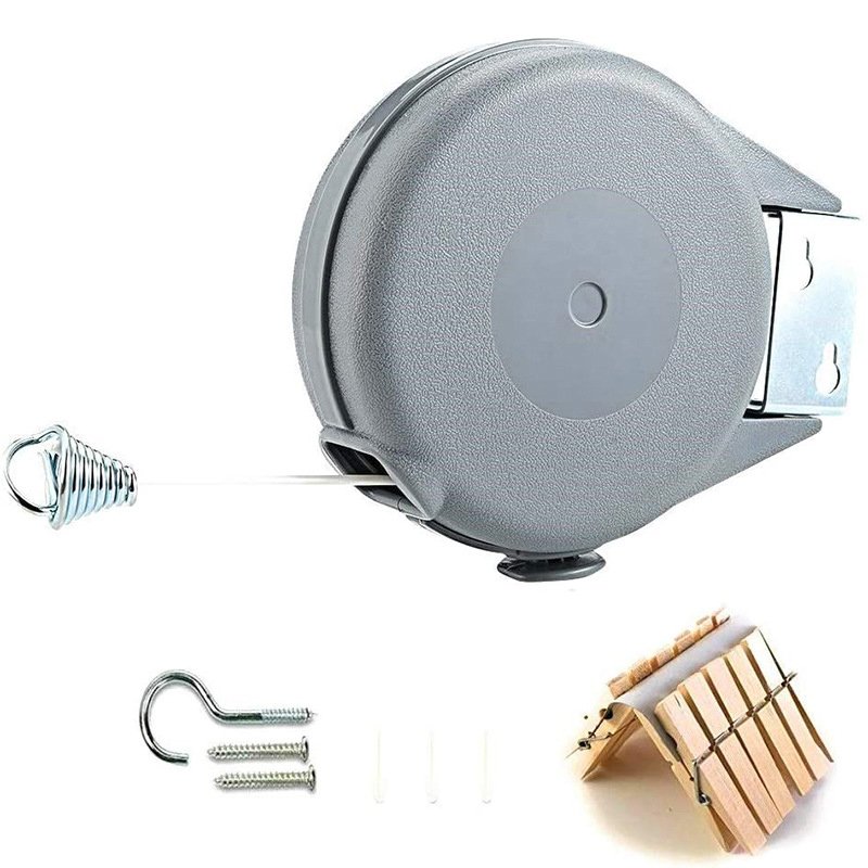 Easy Installation Retractable Clothesline 12M With Wall Mount Hang Washing Line For Clothing Laundry