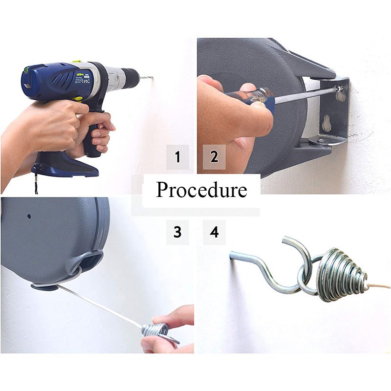 Easy Installation Retractable Clothesline 12M With Wall Mount Hang Washing Line For Clothing Laundry