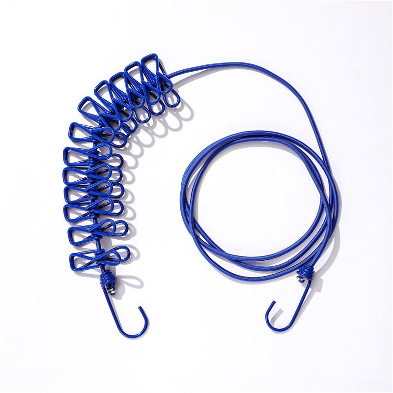 Outdoor color clothesline travel portable Windproof rope with 12 clips