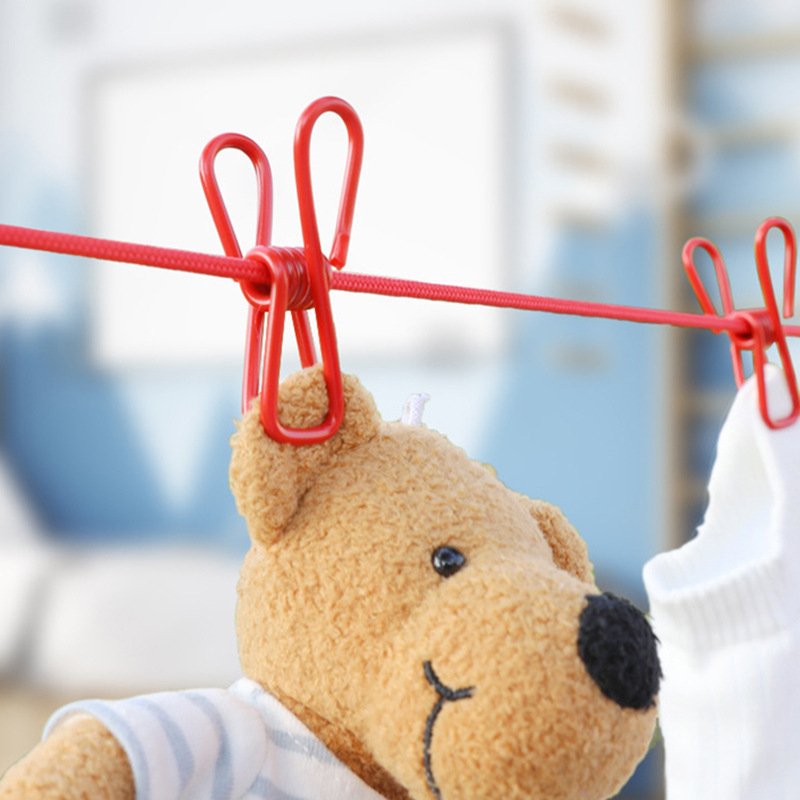 Outdoor color clothesline travel portable Windproof rope with 12 clips