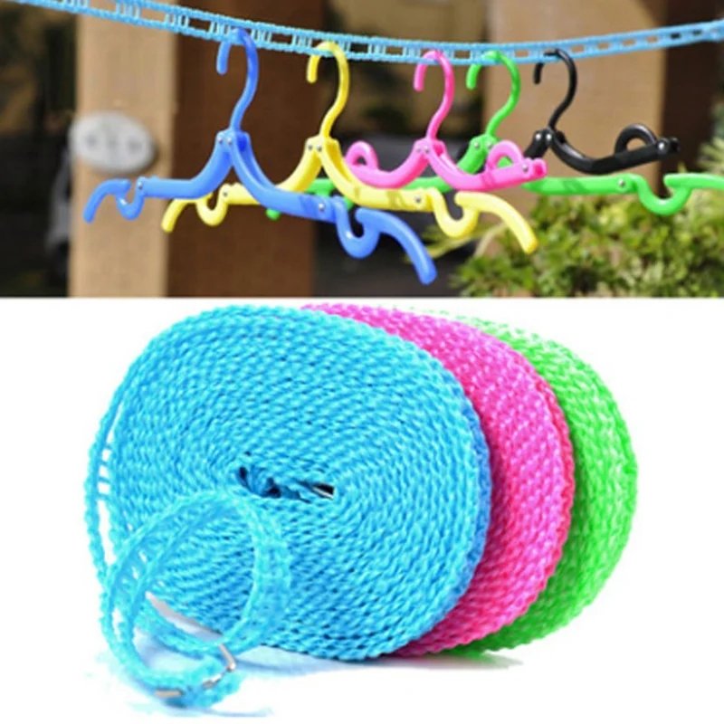 Nylon Camping Clothesline Windproof Clothes Drying Rope Portable Clothes Drying Line 5m