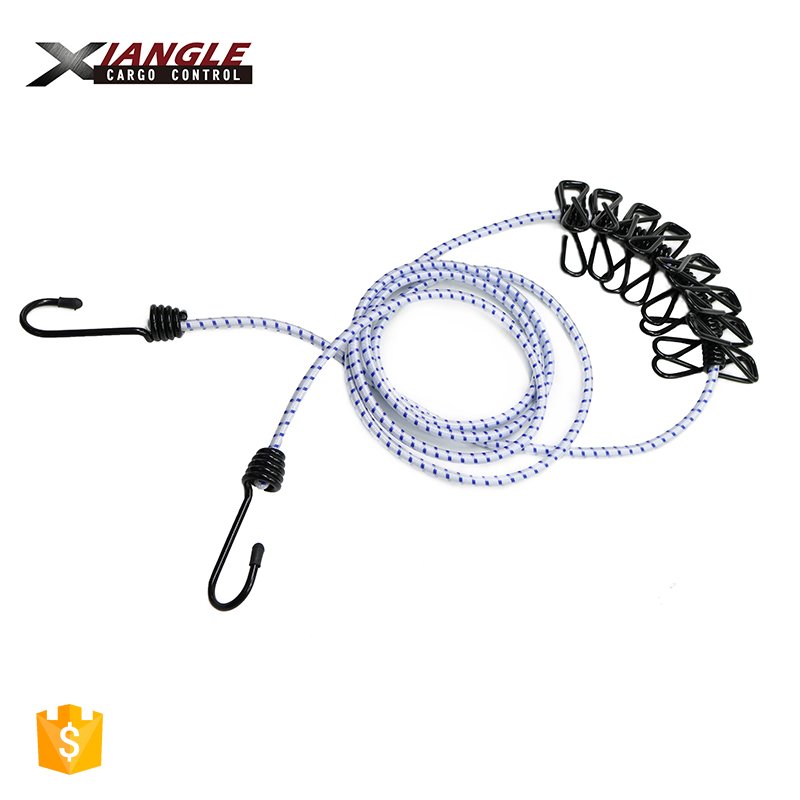 Outdoor Bungee Cord Clothesline Hook Drying Rope Hiking Camping Clothes Line Stretch with Clips