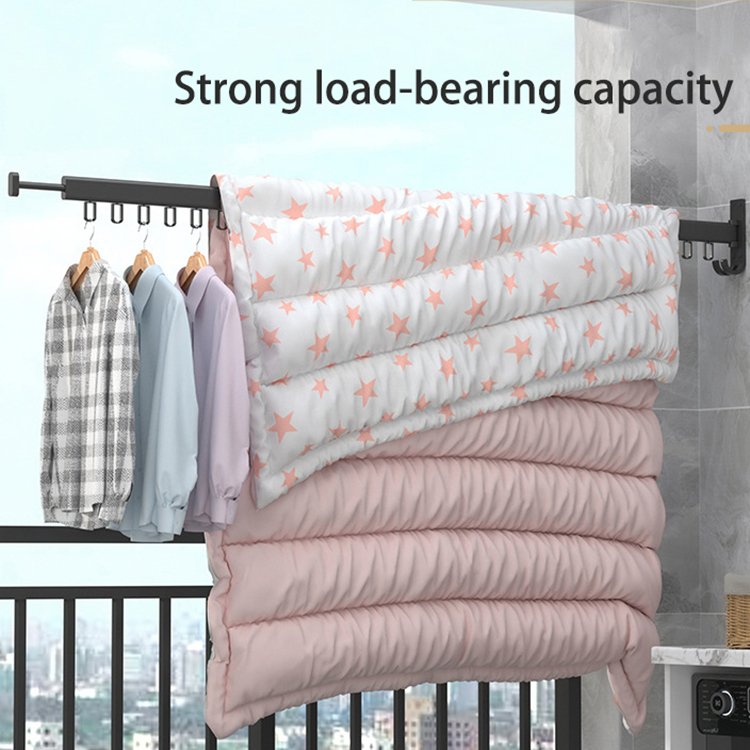 K&B Folding Clothes Hanger Drying Rack Home Laundry Extend Clothes Dying Rack Retractable Wall Mount Cloth Space Saving Aluminum