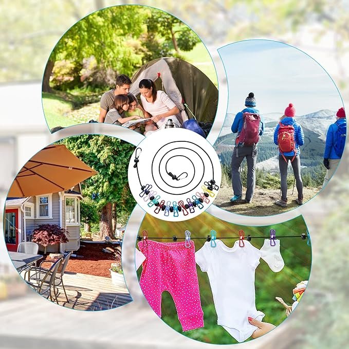 NPOT Retractable Clothesline Travel Durable Windproof Drying Cloth Clip Outdoor Travel Hanging Clothesline Clothing Foldable
