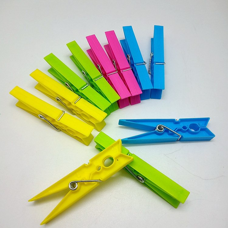 8.2cm small plastic Color spring clip Plastic Clothesline jacket clip long 24pcs/pack