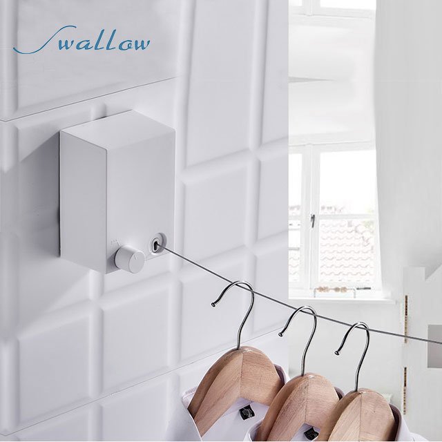 4.2M Plastic Retractable Clothline Balcony Shrinkage Clothline Mounted Dryer Clotheslines Hanger
