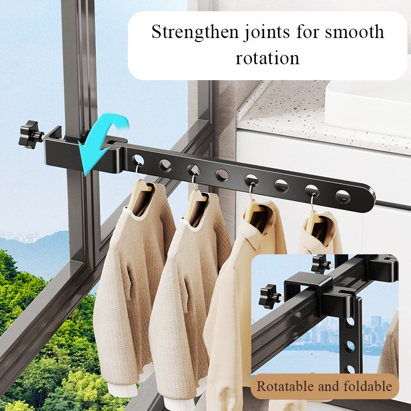 Space Saver Removable Clothes Drying Racks Black Rotatable Clothes Hanger Windproof Laundry Rack