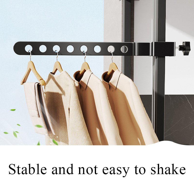 Space Saver Removable Clothes Drying Racks Black Rotatable Clothes Hanger Windproof Laundry Rack