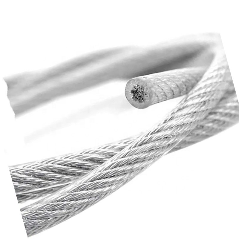Manufacturer hardware wire rope PVC transparent coated wire rope 9.5mm coated to 12mm without magnetic