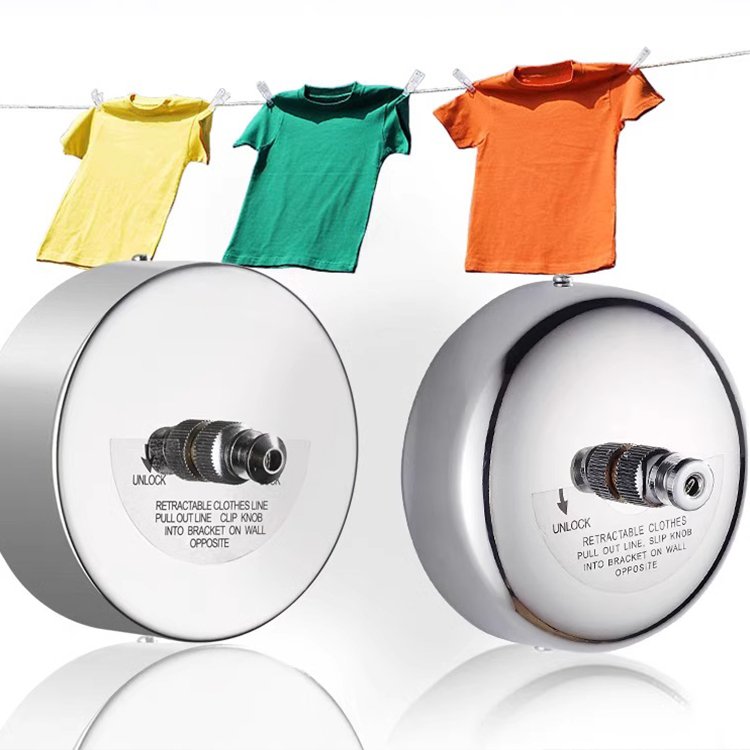 2.8M Stainless Steel Retractable Clothesline Home Storage Metal Dryer Organiser with Rope Laundry Hanger Clothes Drying Rack