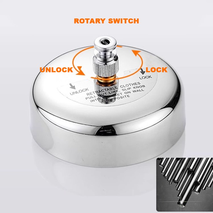 2.8M Stainless Steel Retractable Clothesline Home Storage Metal Dryer Organiser with Rope Laundry Hanger Clothes Drying Rack