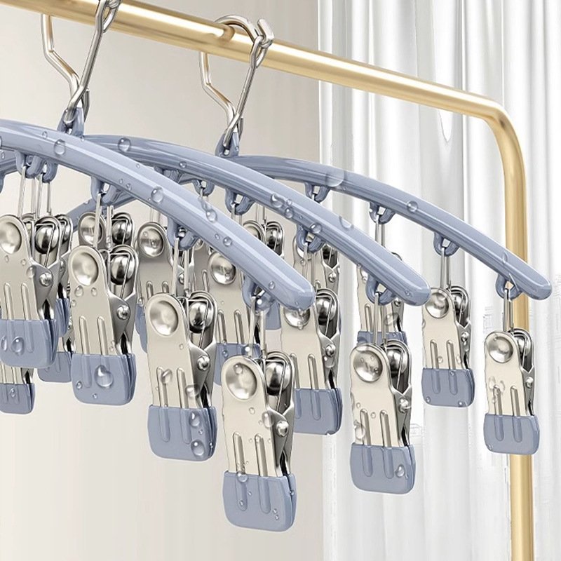 Stainless steel arc-shaped clothesline, sock drying clip, windproof, household use