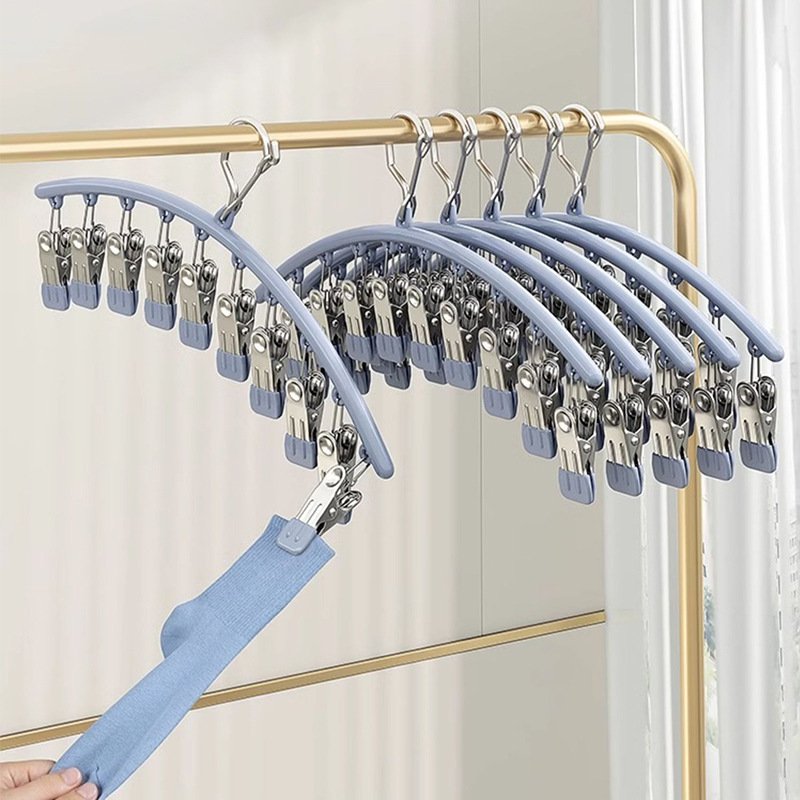 Stainless steel arc-shaped clothesline, sock drying clip, windproof, household use
