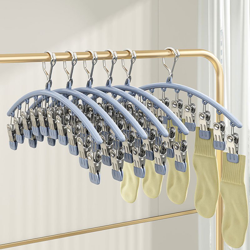Stainless steel arc-shaped clothesline, sock drying clip, windproof, household use