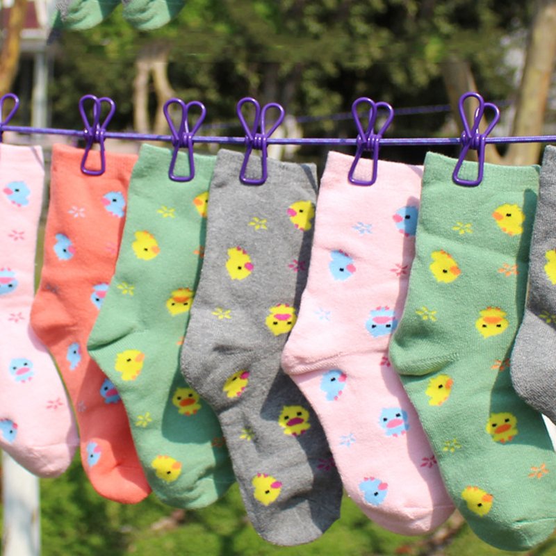 Plastic Windproof Non-slip Elastic Retractable Clothesline Wire With Clip Clothes Hangers