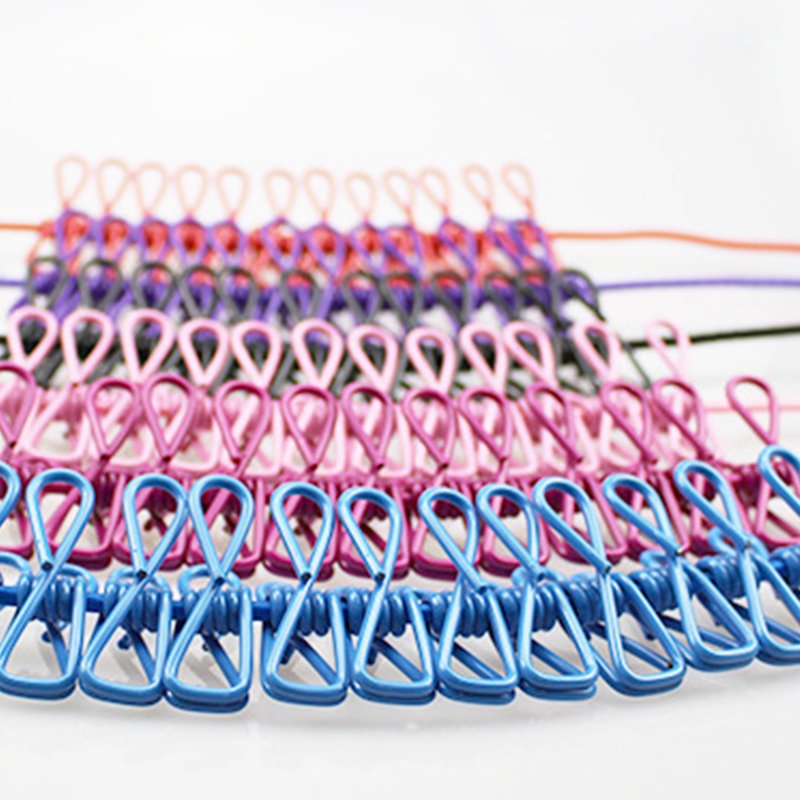 Plastic Windproof Non-slip Elastic Retractable Clothesline Wire With Clip Clothes Hangers