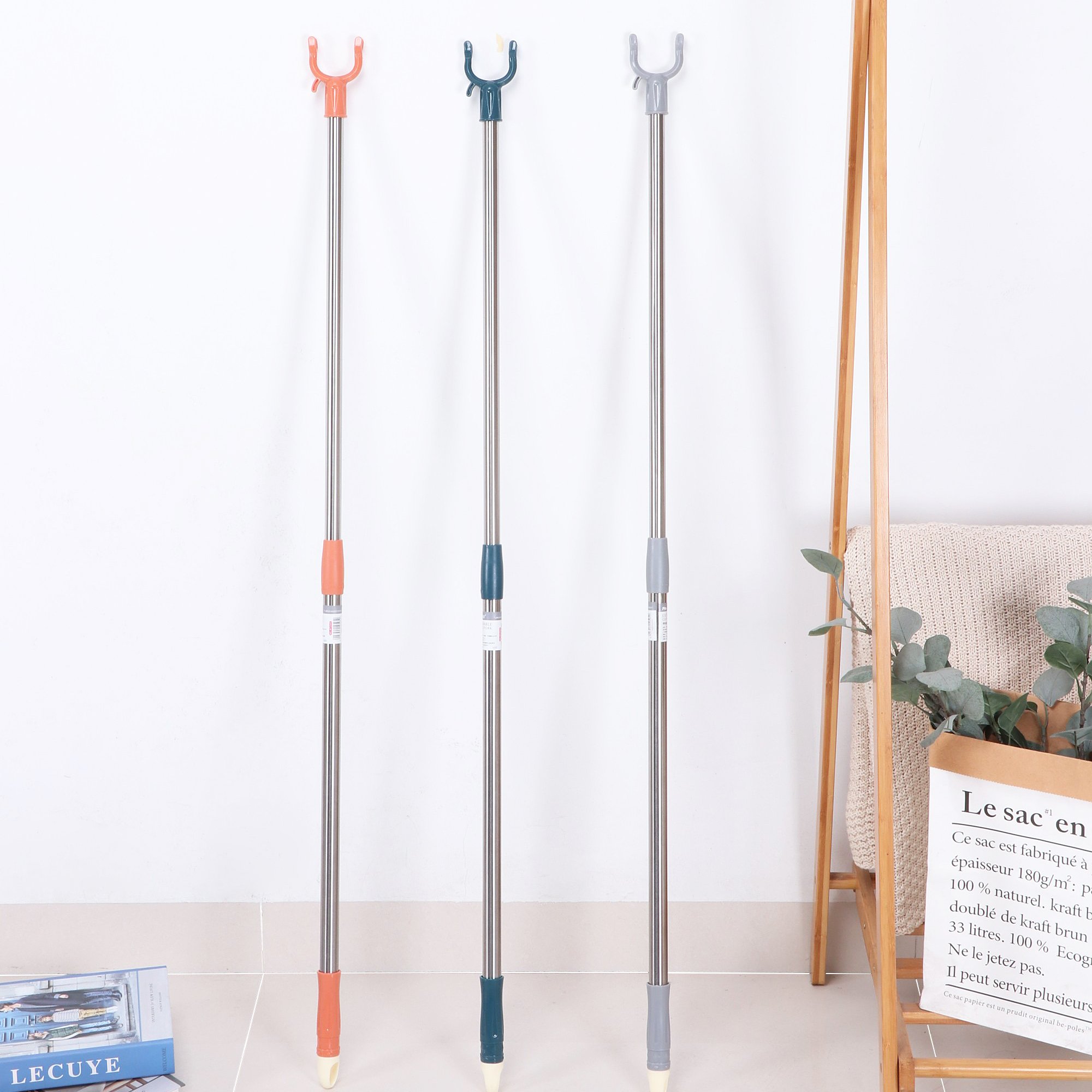 Good Quality Telescopic Stainless Steel Clothes Hanger Fork Clothesline Poles Laundry Hanging Clothes Fork