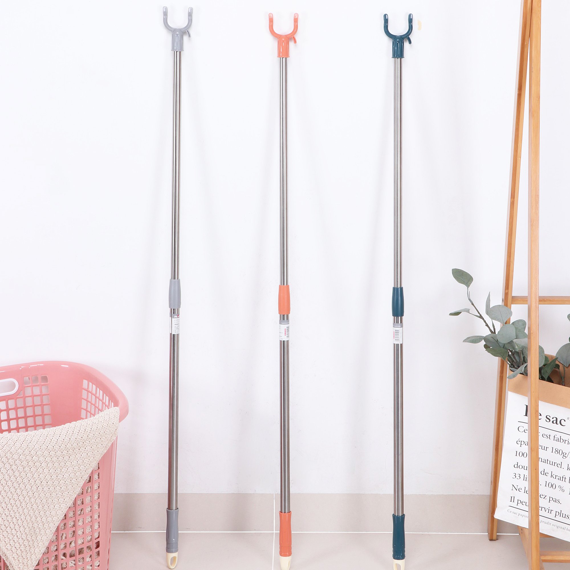 Good Quality Telescopic Stainless Steel Clothes Hanger Fork Clothesline Poles Laundry Hanging Clothes Fork