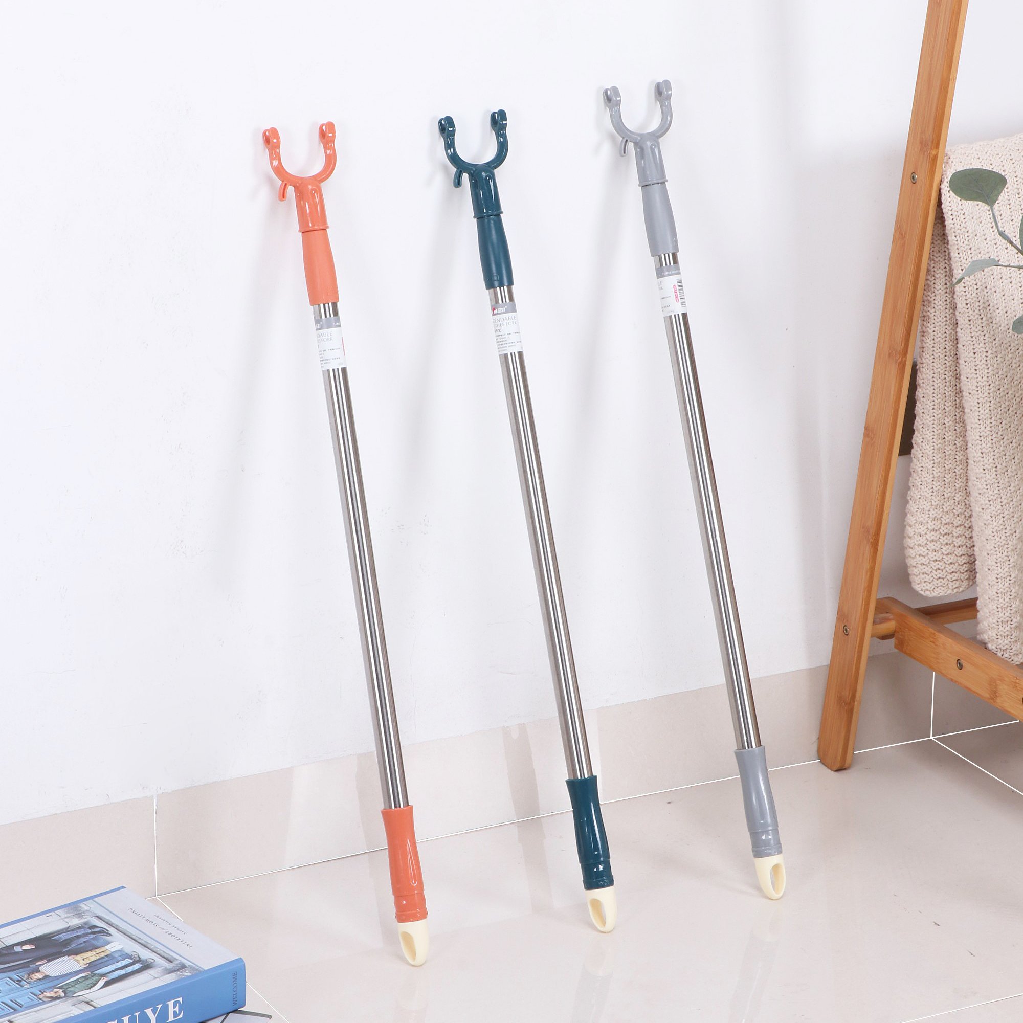 Good Quality Telescopic Stainless Steel Clothes Hanger Fork Clothesline Poles Laundry Hanging Clothes Fork