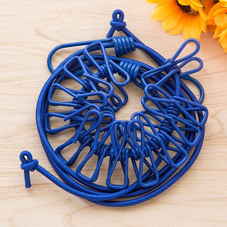 New Arrival 12 clip fixed clothes drying racks , outdoor travel portable Metal retractable clothesline with clip