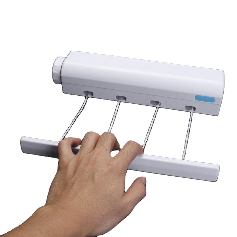 3.2m ABS Clothesline 4 Lines Rope Auto Roll Up Washing Indoor Space Saving Retractable Clothesline Indoor Outdoor Clothes Dryer