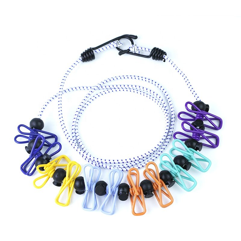 Portable Anti-Skid Clotheslines Retractable Clothes Line Clothes Hanging Rope With Hooks For Backyard, Outdoor Travel, Camping