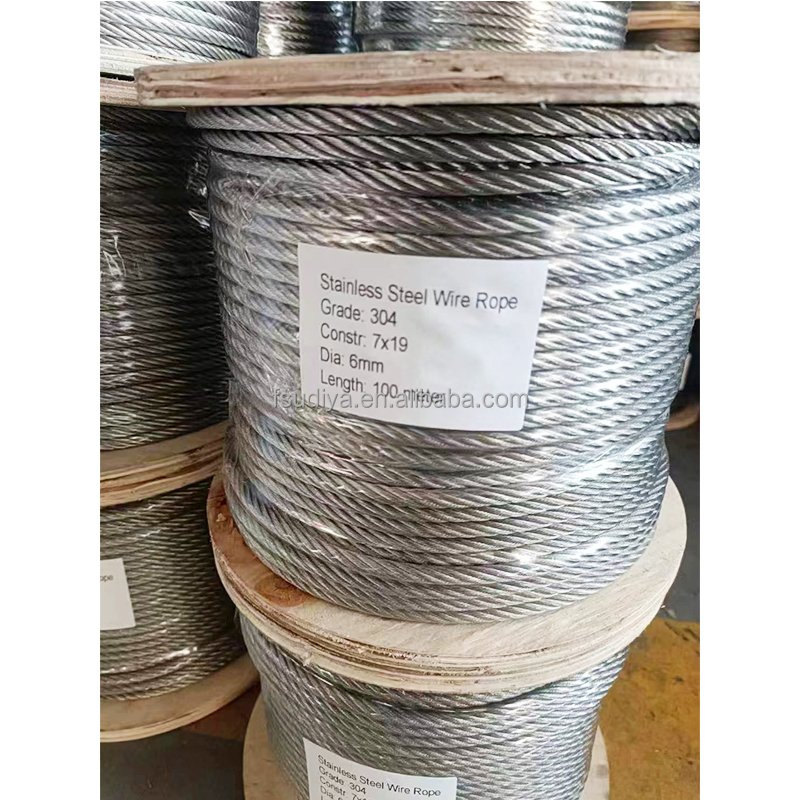 General hardware factory supply stainless steel 7*19 6mm 7*19 304 stainless steel wire rope