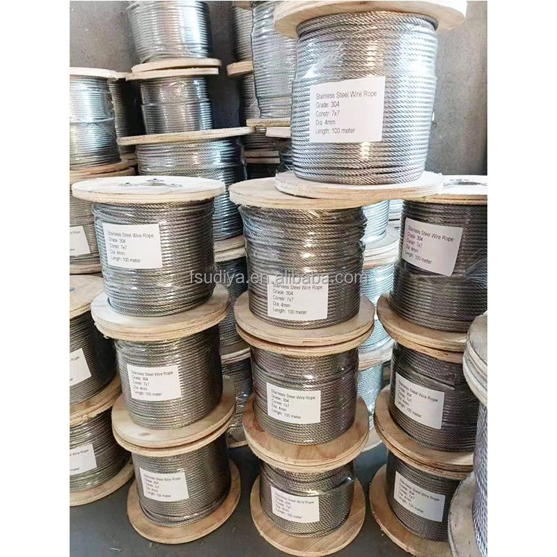 General hardware factory supply stainless steel 7*19 6mm 7*19 304 stainless steel wire rope