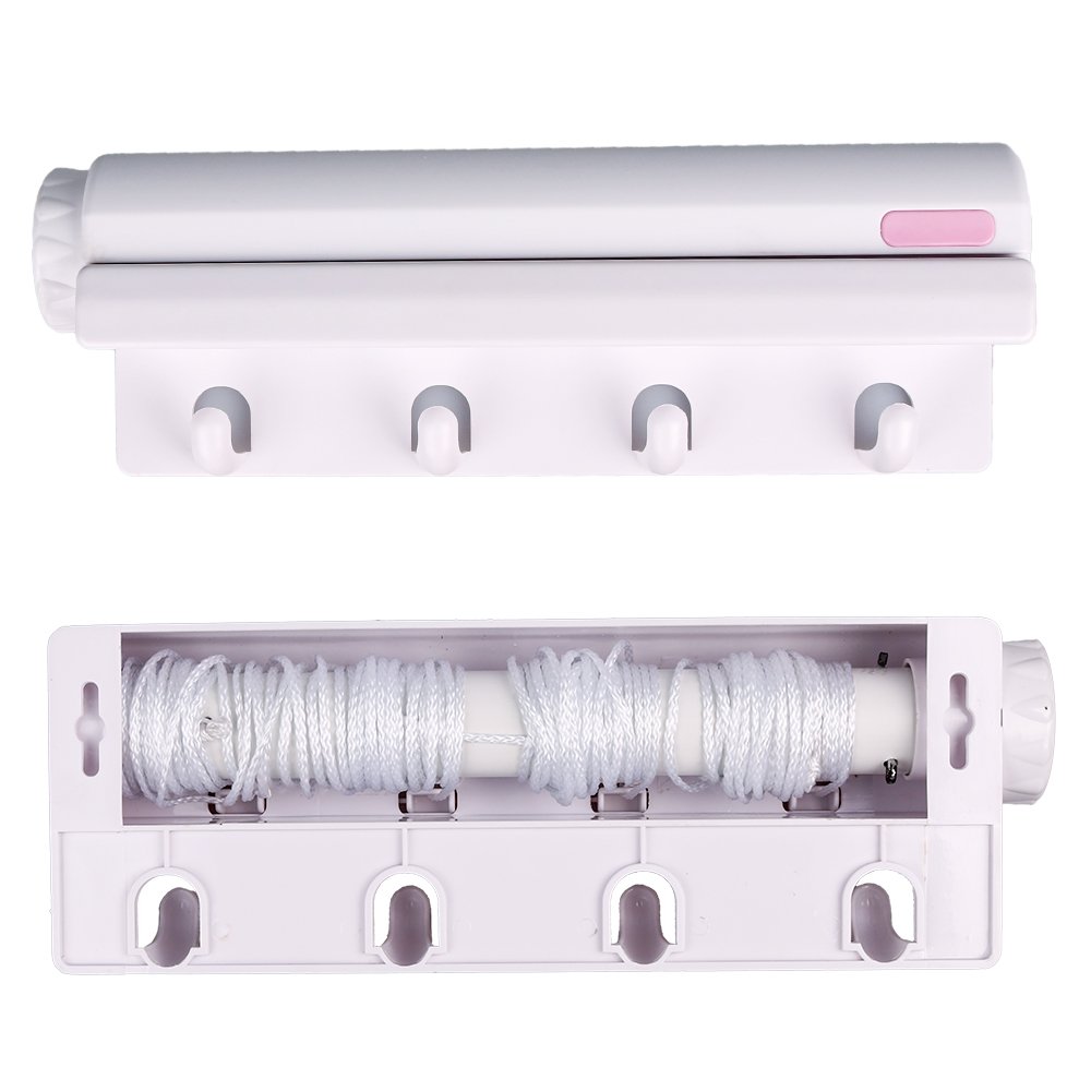 Retractable Indoor Clothes Hanger Rope Wall Mounted Hanger Drying Towel Rack Clothesline Bathroom Clothes Dryer
