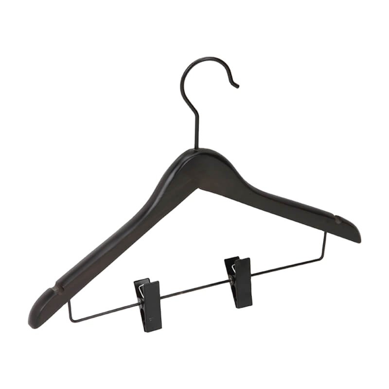 Guest Guess 2023 Customized Luxury Hotel Black Color Clothes Hangers Luxury Cloth Clothes Wood Clothesline Hanger