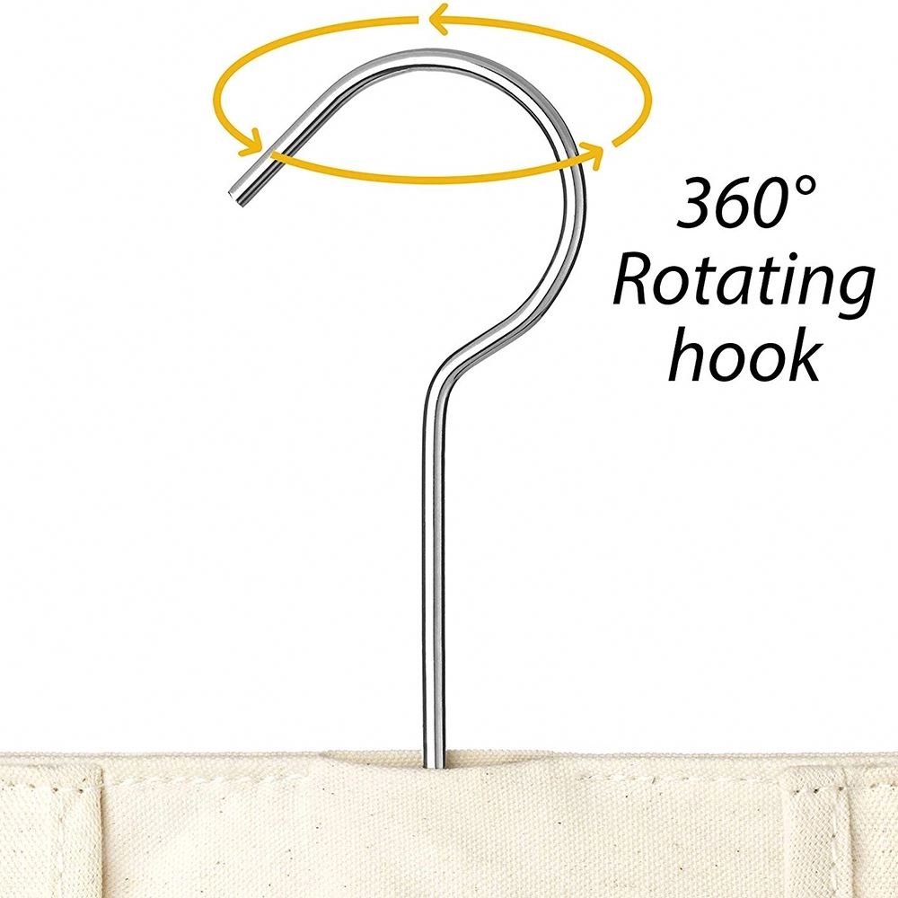 Line-drying Rust-resistant metal hook Canvas Clothespin Bag Hanging Storage Organizer for clothesline