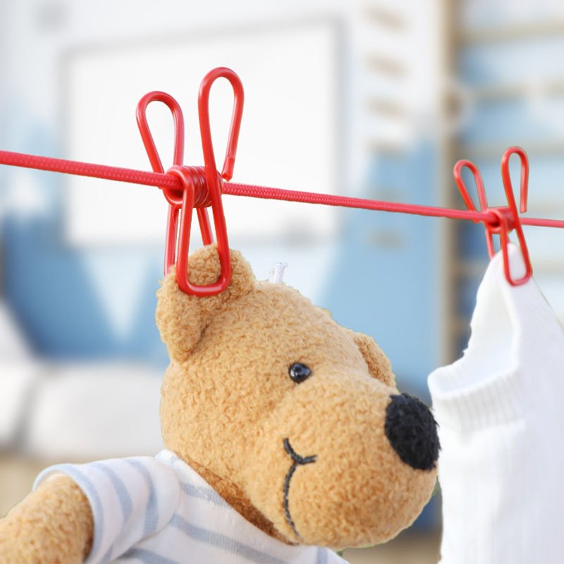 Travel Portable Clothesline with 12 Clothespins,Stretchy Elastic Laundry Clothes Line for Backyard Hotel Camping Indoor Outdoor