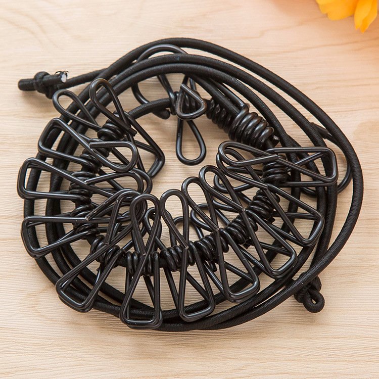 2023 Custom Modern Simplicity Travel Portable 12 Clips Elastic Force Drying Line Clothesline