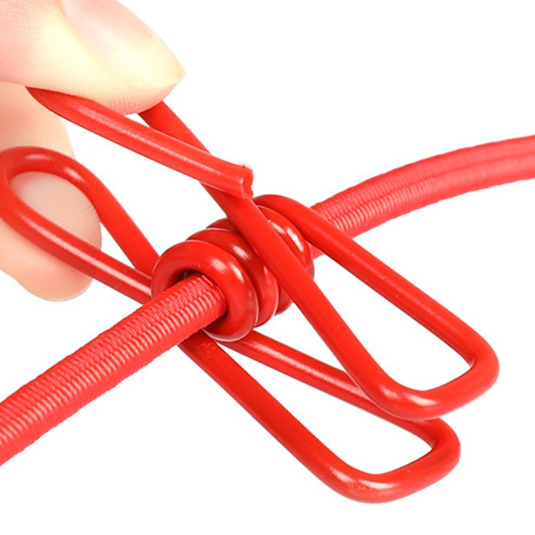 Wholesale colorful elastic clothesline Creative portable Outdoor Clothesline Household 12 clips windproof drying rope