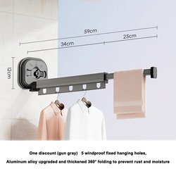 (gray) Two stage - Strong suction cup clothes hanger