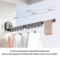 (gray) Three stage - Strong suction cup clothes hanger