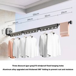 (gray) Four section - Strong suction cup clothes hanger