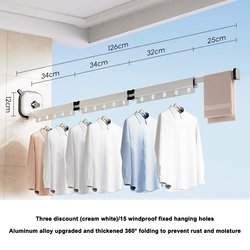 (white) Four stage - Strong suction cup clothes hanger