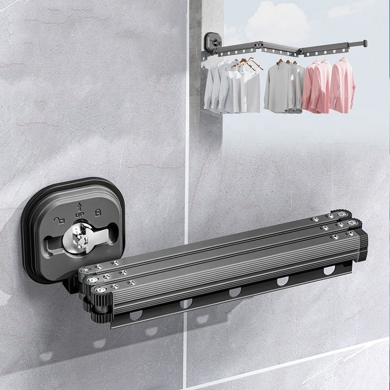 Folding extendable Clothes Hanger Wall Mount Retractable Cloth Drying Rack Indoor Aluminum Home Laundry Clothesline