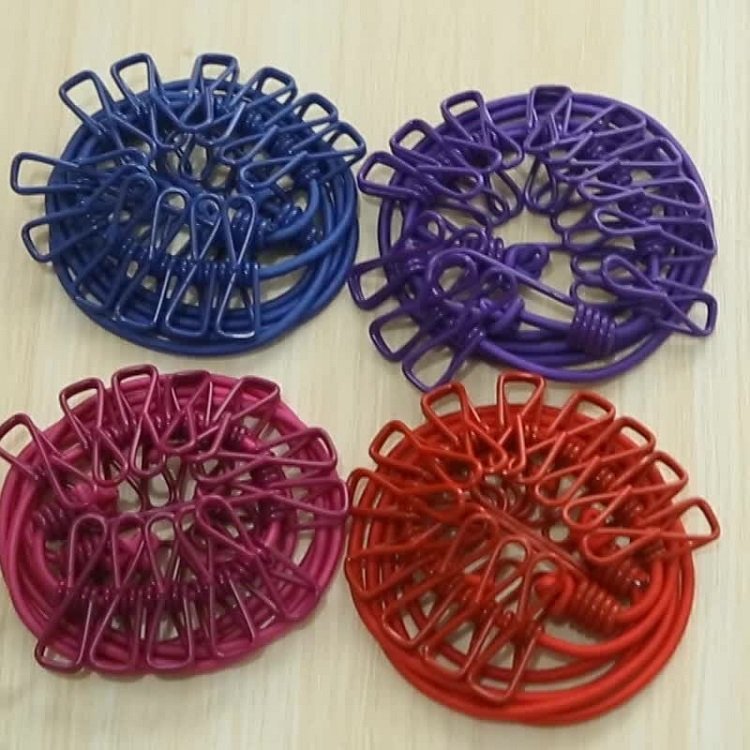 Portable Elastic Durable Clothesline Hanger Line with 12 Clips Home Use Outdoor Sports Camping Traveling Equipment