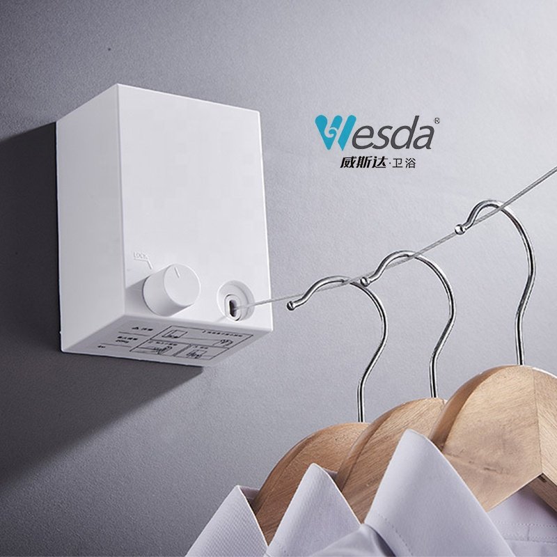 WESDA Indoor Outdoor Retractable Clothesline Laundry Adjustable Drying Rope Wire Dryer Retracting Clothes Line