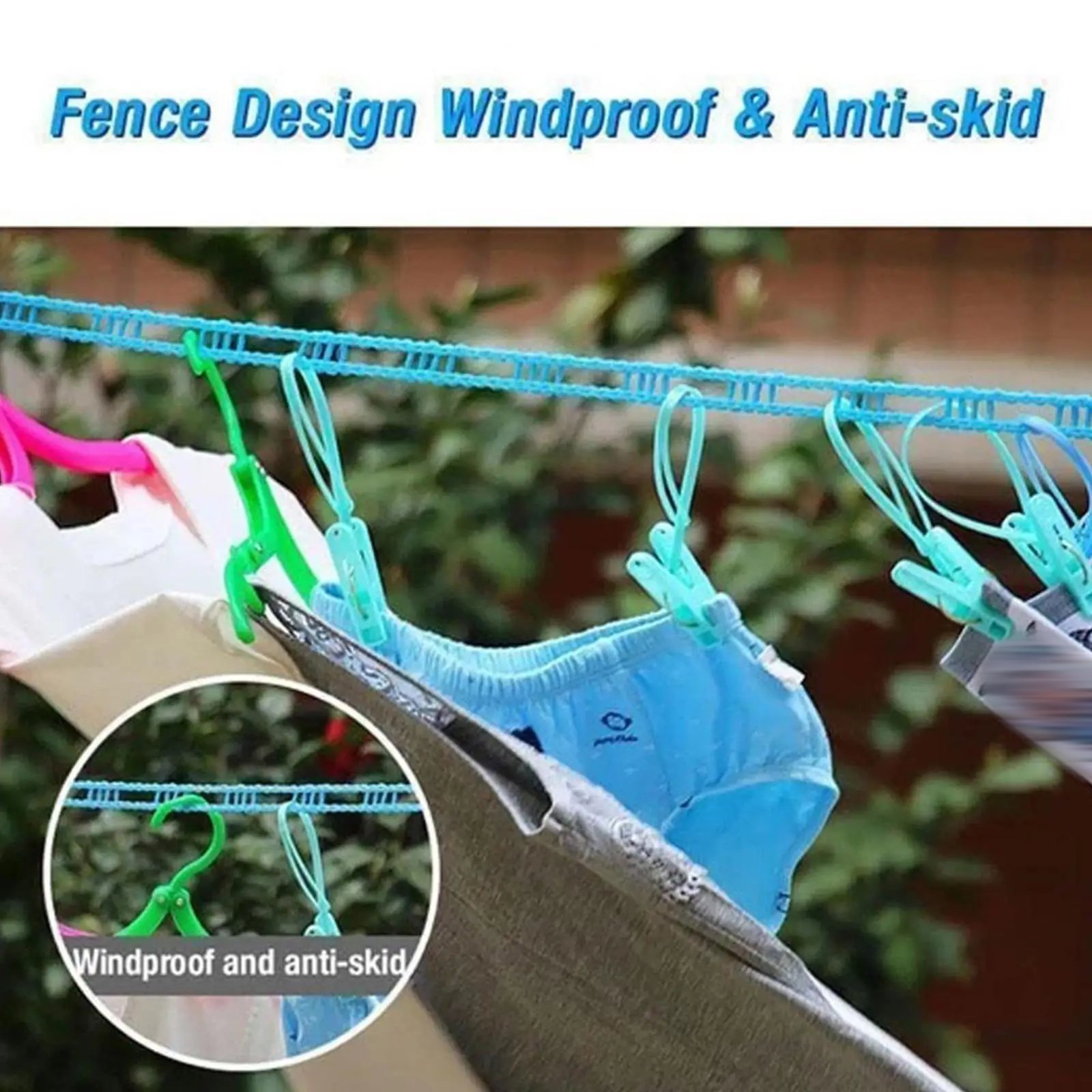 10m Non-Slip Windproof Clotheslines Cloth Drying Stand Outdoor Laundry Rope Tensioner Portable Travel Clothes Line Airing Rope