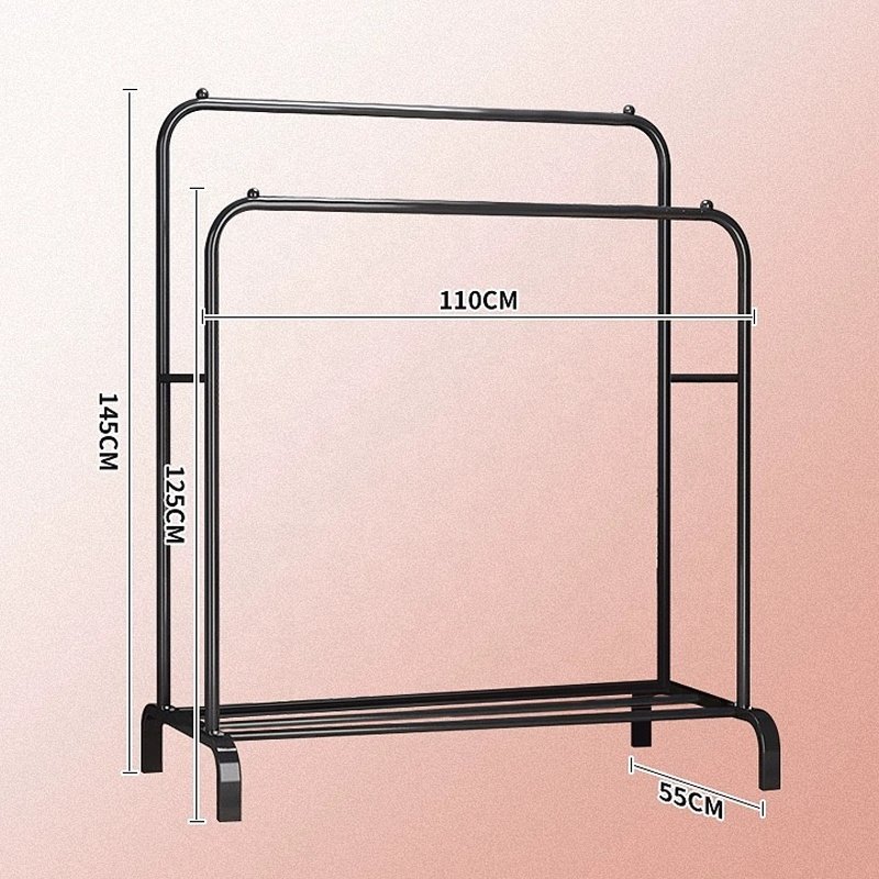 Top-ranked Products Living Room Bedroom Coat Rack Durable Double Pole Clothes Garment Rack