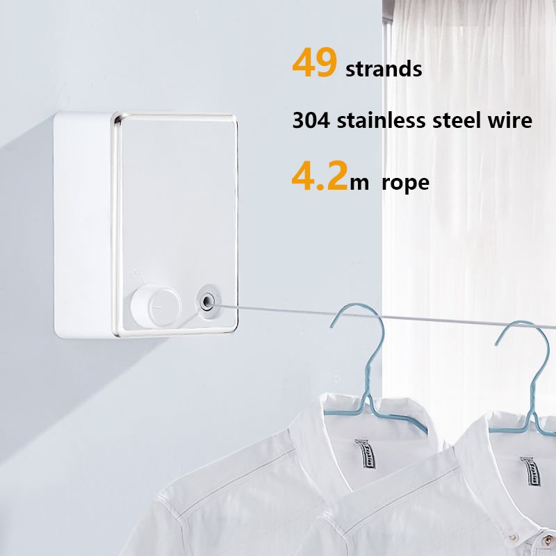 NEW Retractable Clothesline SUS304 Stainless Steel clothesline with Adjustable Rope String