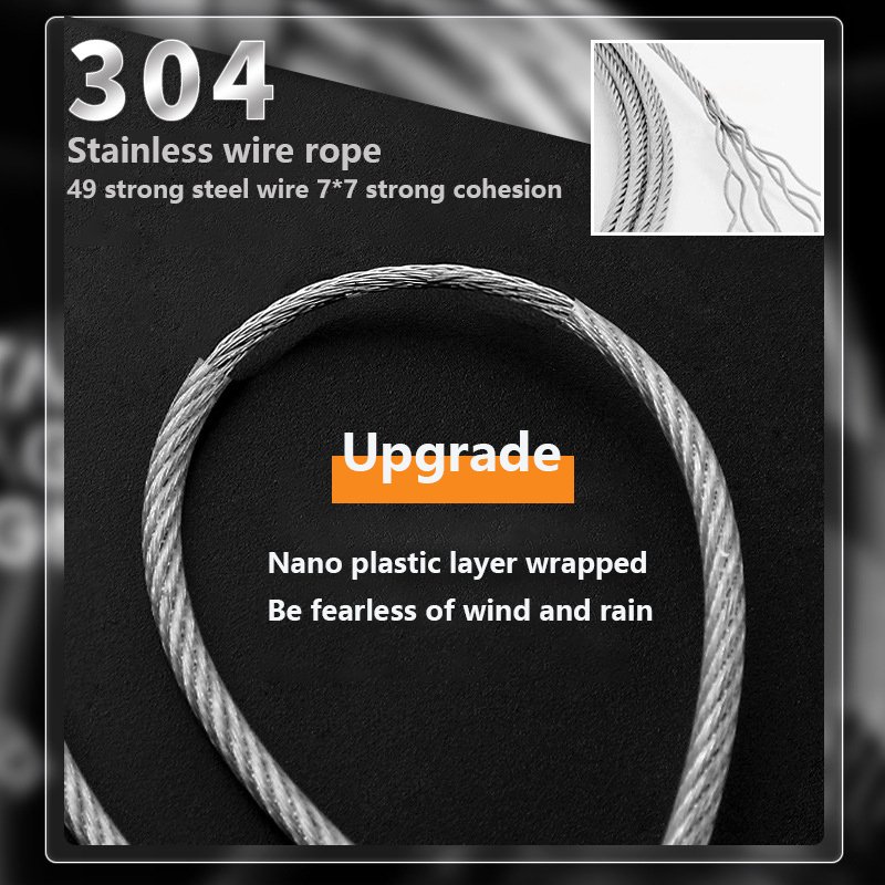 NEW Retractable Clothesline SUS304 Stainless Steel clothesline with Adjustable Rope String