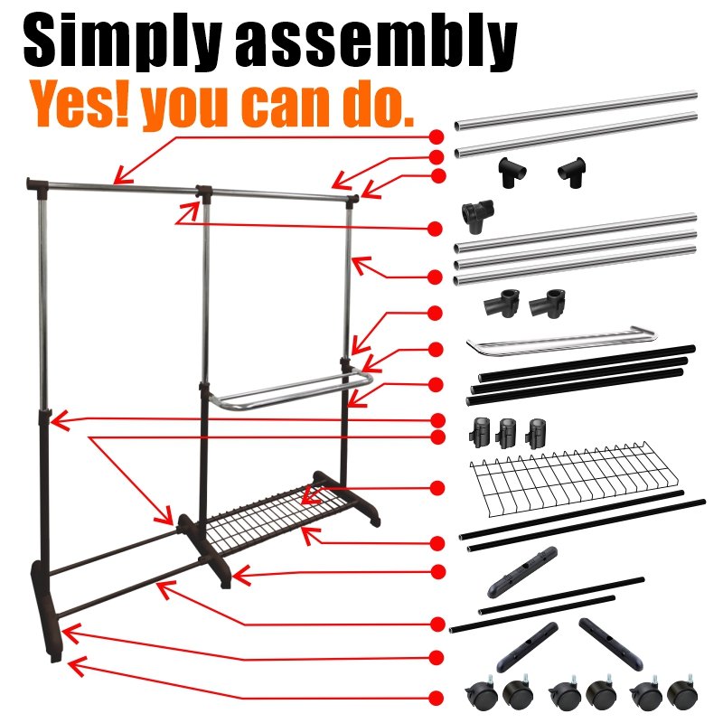 Hot Selling Made In Taiwan Clothes Display Stand Laundry Hanger Dryer Clothes Rack For Export