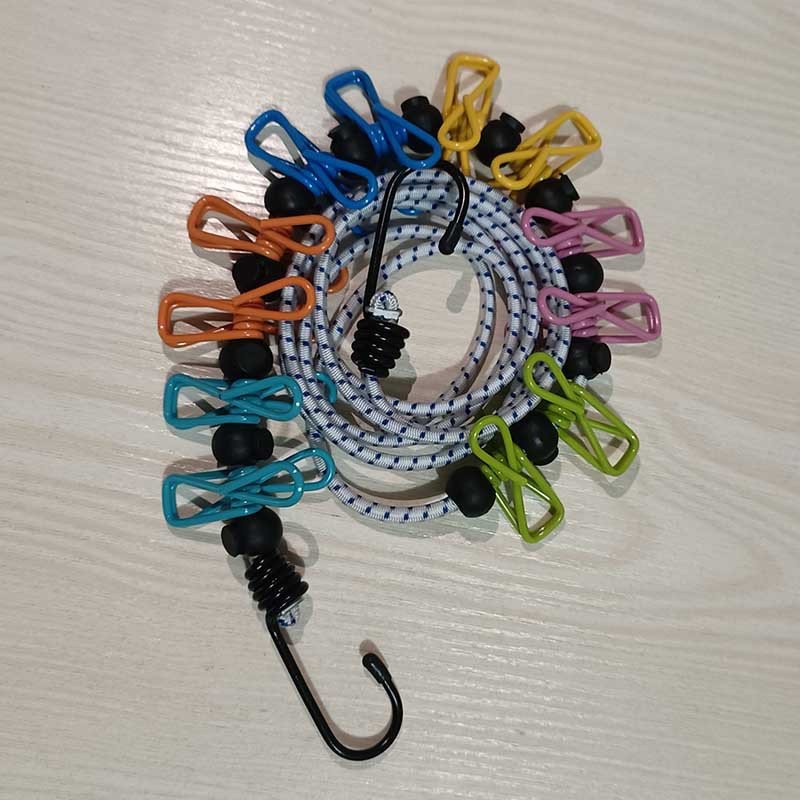 Portable Travel Clothesline Removable Lock Beads Outdoor Windproof 12 Clothespin Clothesline Iron Polybag Home Camping Indoor