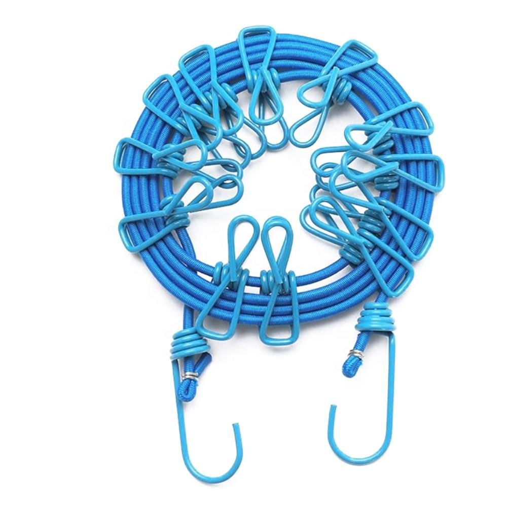 New Product Plastic Windproof Camping Tool Clothesline With 12Pcs Clip