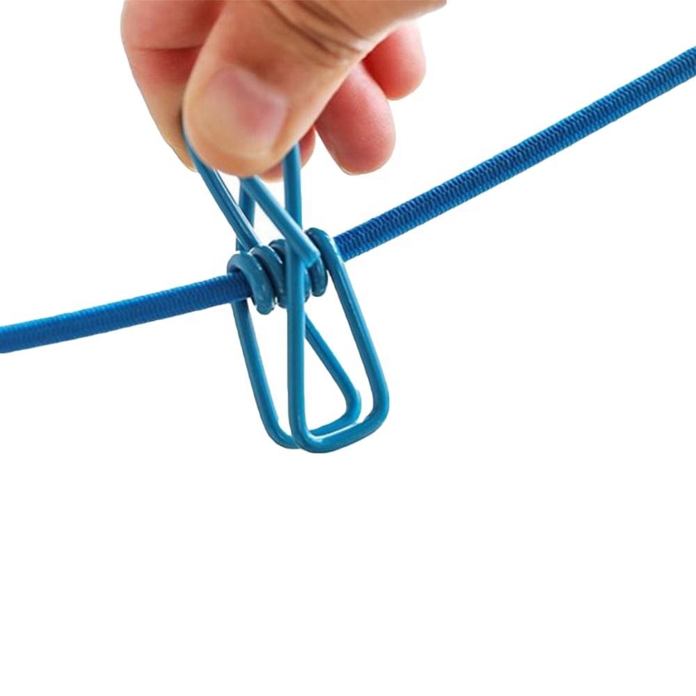 New Product Plastic Windproof Camping Tool Clothesline With 12Pcs Clip